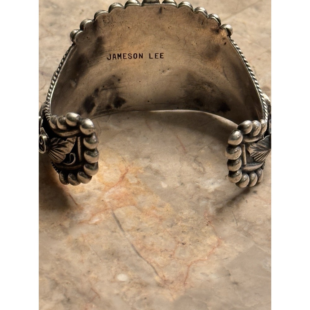 VTG JAMESON LEE NAVAJO ~52 GRAMS ~ 925 STERLING SILVER & TURQUOISE CUFF BRACELET - Picture 3 of 8